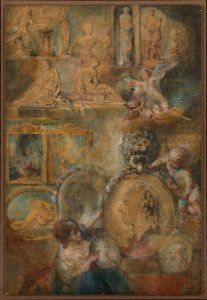 Allegory of Louis XV as Patron of the Arts with Paintings and Sculpture from the Salon of 1769 MET DP228691