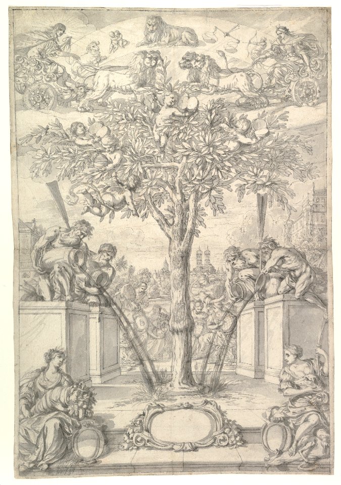 An Allegory of the Union of the House of Orange and the Wittelsbach Family (Design for a Title Page of a Thesis) MET DP820244