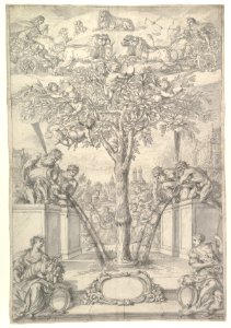 An Allegory of the Union of the House of Orange and the Wittelsbach Family (Design for a Title Page of a Thesis) MET DP820244