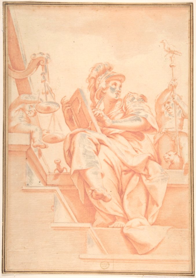 Allegory of Justice with Two Putti (after Lorenzo Sabatini's Fresco in Palazzo Vecchio, Florence) MET DP801800