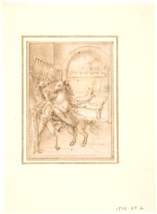An Allegory- Male Nude in a Stable with Four Wild Horses MET DP809543