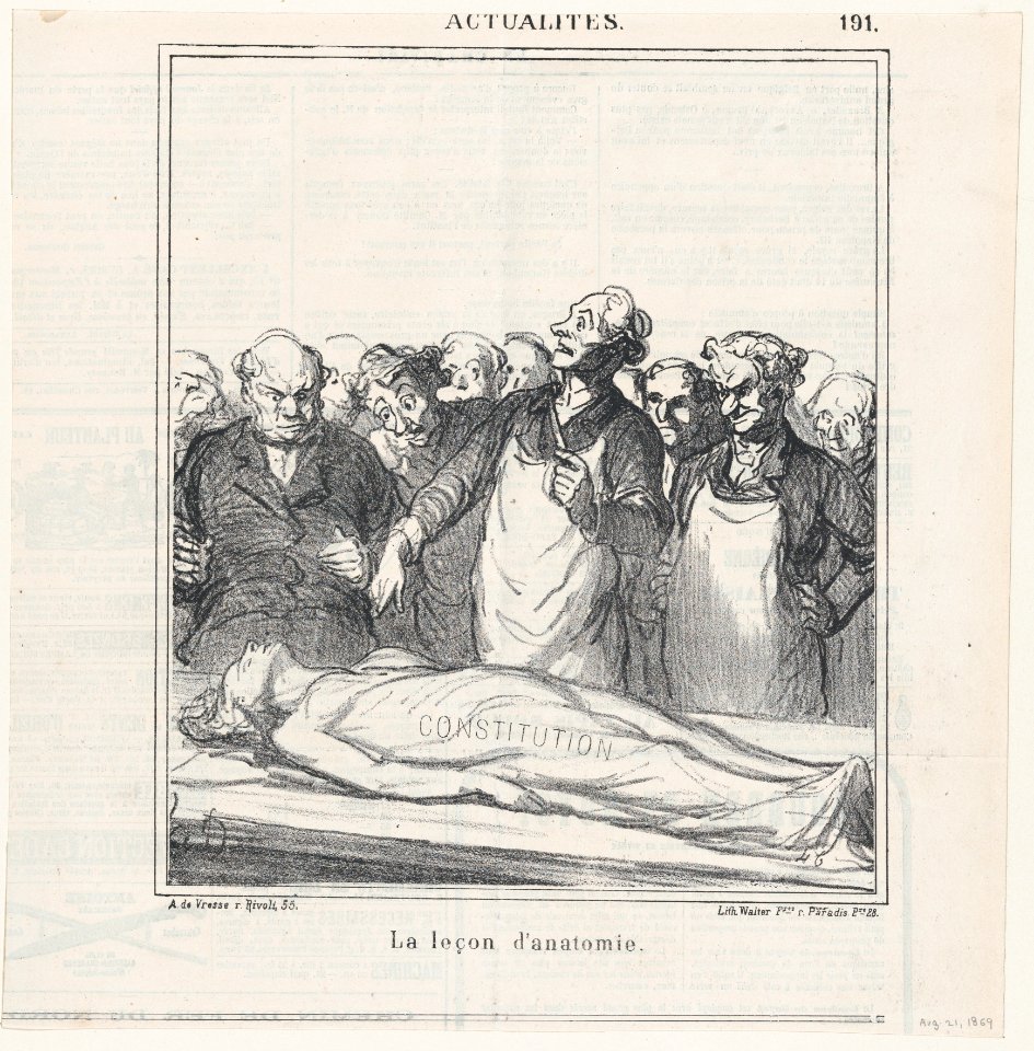 An anatomy lesson, from 'News of the day,' published in Le Charivari, August 21, 1869 - MET DP877893