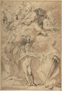 Allegory of Religion- God the Father above, Faith, Hope, and Charity below MET DP801410