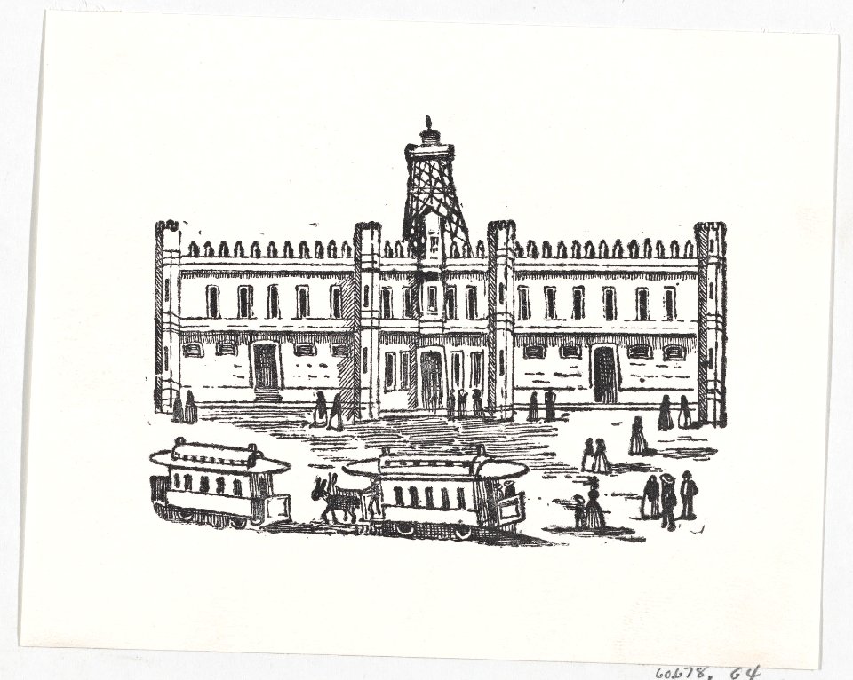 An everyday scene with people and carriages passing through the town square MET DP869429