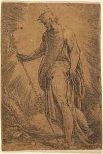 An apostle holding a staff facing left MET DP825152