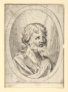 An apostle raising his eyes in prayer, in an oval frame, from Christ, the Virgin, and Thirteen Apostles MET DP837898