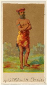 Australia (Indian), from the Natives in Costume series (N16), Teofani Issue, for Allen & Ginter Cigarettes Brands MET DP834864. Free illustration for personal and commercial use.