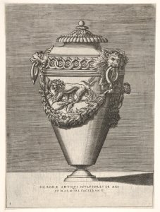 Antique Lidded Urn Decorated with a Motif of Diamond Rings and Lions, from Vases aftetr the Antique MET DP832546