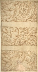 Antique-Style Ornament Frieze Design- Rinceaux with Grotesque Figures and Animals MET DP802029
