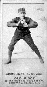 Albert Herman "Schelley" Schellhase, Catcher, St. Joseph Clay Eaters, from the Old Judge series (N172) for Old Judge Cigarettes MET DP846161