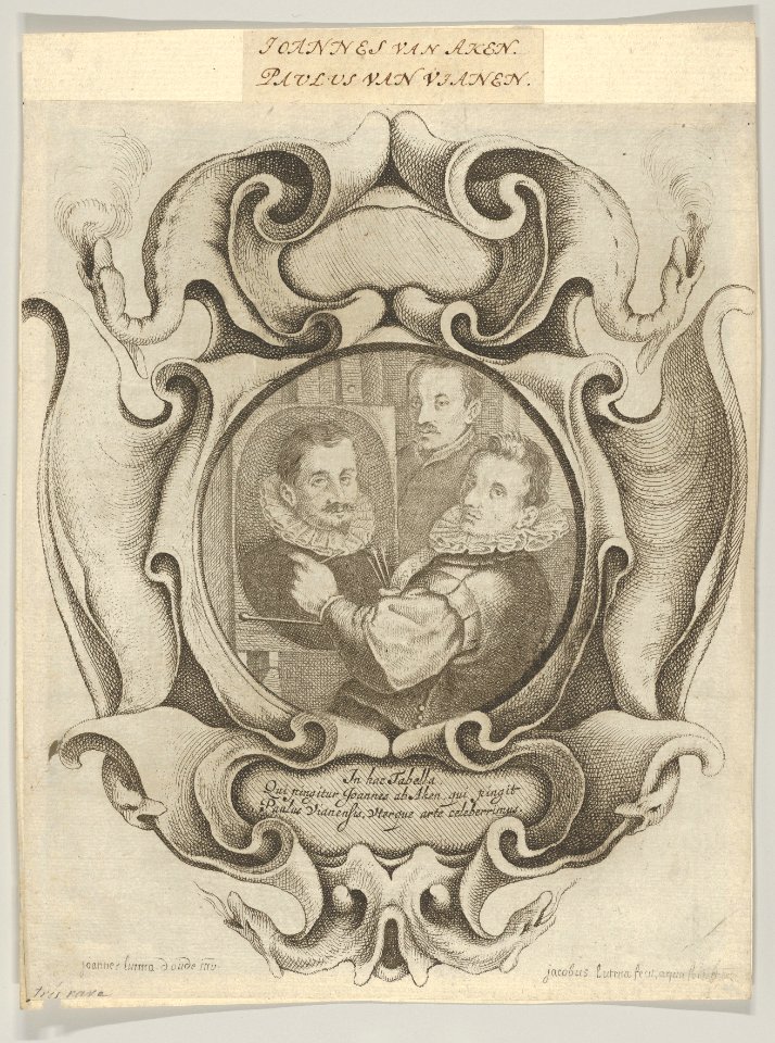 Auricular Cartouche with the Painter Hans von Aachen, the Goldsmith Paulus van Vianen, and the Sculptor Adriaen de Vries MET DP835350
