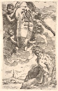 Allegory of the Foglia River and the city of Pesaro's coat of arms, frontispiece for 'Il Pesarese' MET DP831512