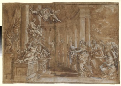 Allegory in Honor of Cardinal Antonio Barberini the Younger (1607-1671) (Design for an Engraving) MET DP140839