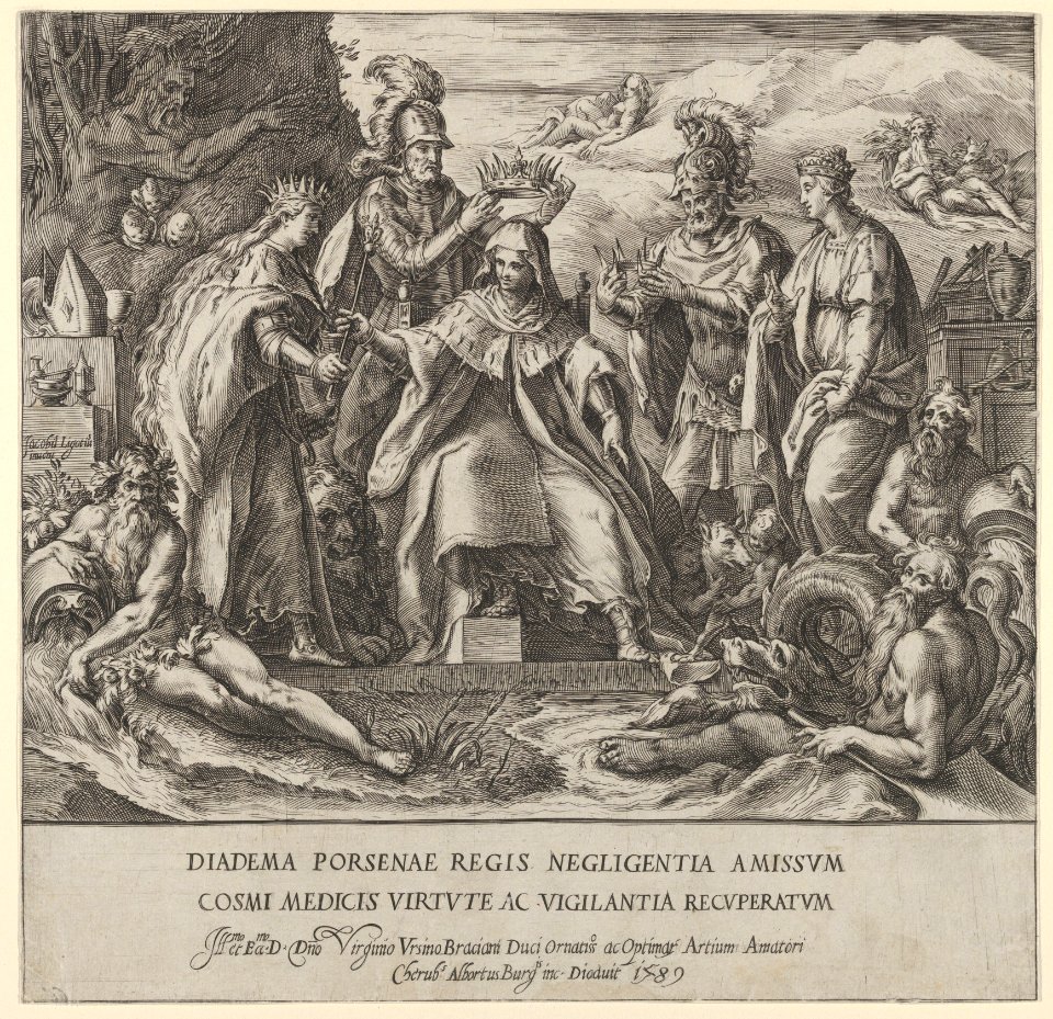 Allegory of the Medici Family with river gods in the foreground and in the clouds at right MET DP836944