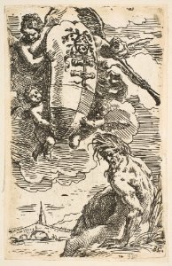 Allegory of the Foglia River with the city of Pesaro's coat of arms, frontispiece for 'Il Pesarese' MET DP815111