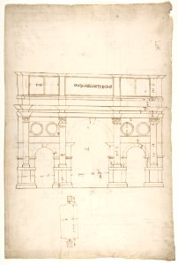Arch of Constantine, elev, partial plan (recto) Arch of Constantine, profiles of base, shaft and entablature (verso) MET DP810826