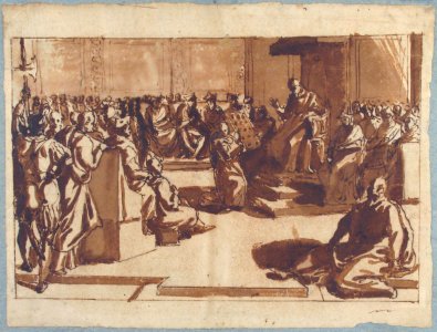 An Ecclesiastic (Pope?) Blessing a Book before the Sacred College. MET 2006.393.19