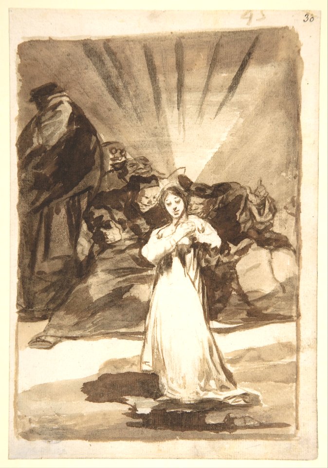 Allegory with a radiant figure beset by dark spirits (Images of Spain Album, 45) MET DP800210