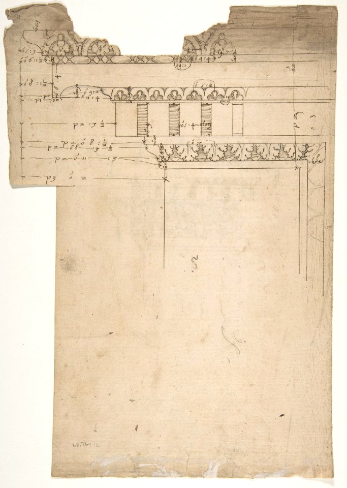 Arch of Septimius Severus, ornamental cornice and pilaster (recto) Arch of Septimius Severus, cornice with ornamental frame moulding (verso) MET DP810853