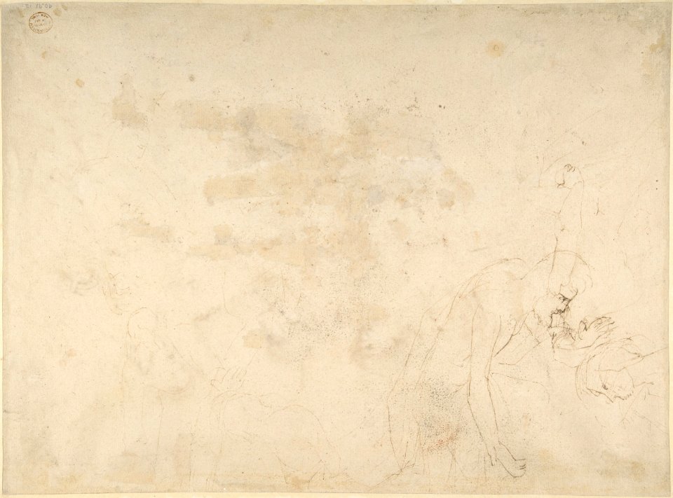 Alcibiades Interrupting the Symposium; verso- Sketches of the Baptism of Christ and of a Man MET DP802377