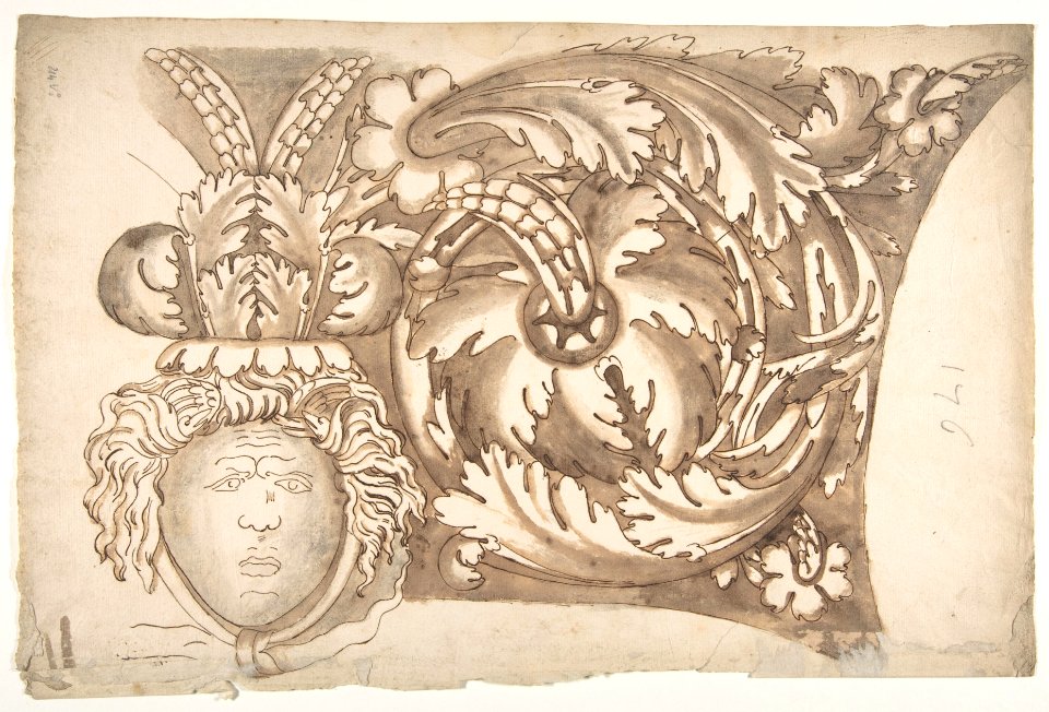 Arch of Septimius Severus, panel, elevation (recto) blank (verso) MET DP810841