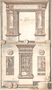 Arch of Septimius Severus, Frontal Elevation (above) and Side View (below) MET DP800350