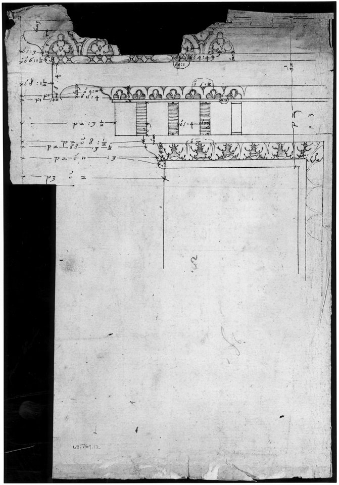 Arch of Septimius Severus, ornamental cornice and pilaster (recto) Arch of Septimius Severus, cornice with ornamental frame moulding (verso) MET sf68 769 12v-MM43631