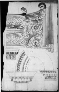 Arch of Septimius Severus, pilaster capital, elevation; impost and arch elevation; detail (recto) blank (verso) MET sf68 769 32r-MM43667