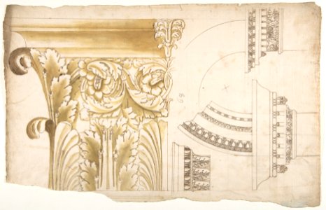 Arch of Septimius Severus, pilaster capital, elevation; impost and arch elevation; detail (recto) blank (verso) MET DP810840