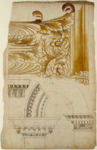 Arch of Septimius Severus, pilaster capital, elevation; impost and arch elevation; detail (recto) blank (verso) MET 68.769.32