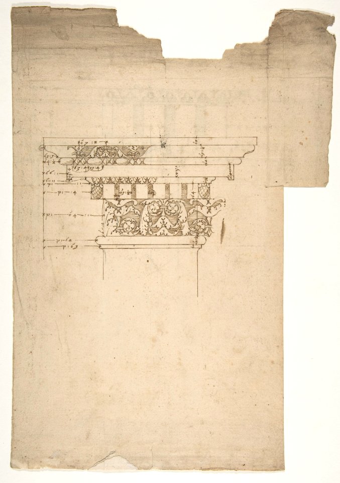 Arch of Septimius Severus, ornamental cornice and pilaster (recto) Arch of Septimius Severus, cornice with ornamental frame moulding (verso) MET DP810852