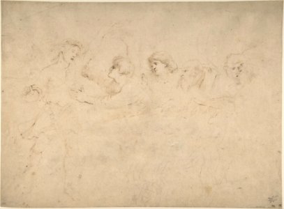 Alcibiades Interrupting the Symposium; verso- Sketches of the Baptism of Christ and of a Man MET DP802376