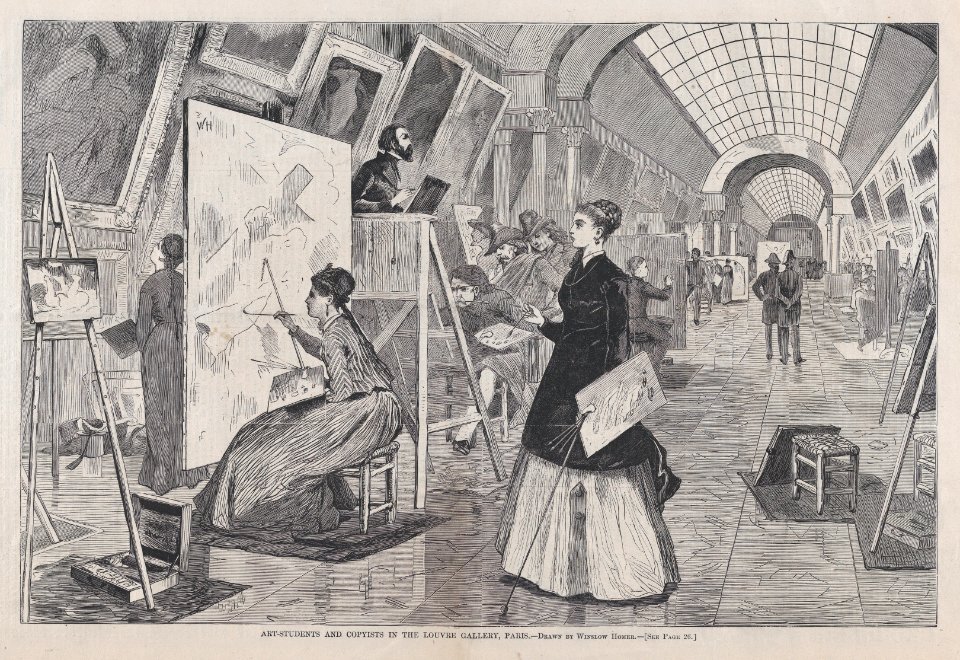 Art-Students and Copyists in the Louvre Gallery, Paris – Drawn by Winslow Homer (Harper's Weekly, Vol. XII) MET DP875298