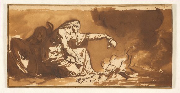 An Old Woman Burning Papers MET DP817990