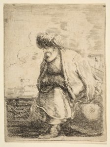 An Old Turk Seated on a Stone MET DP817439