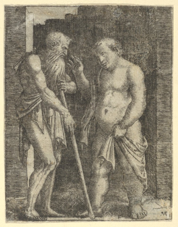 An old skinny man at left talking with a fat man at right MET DP854390