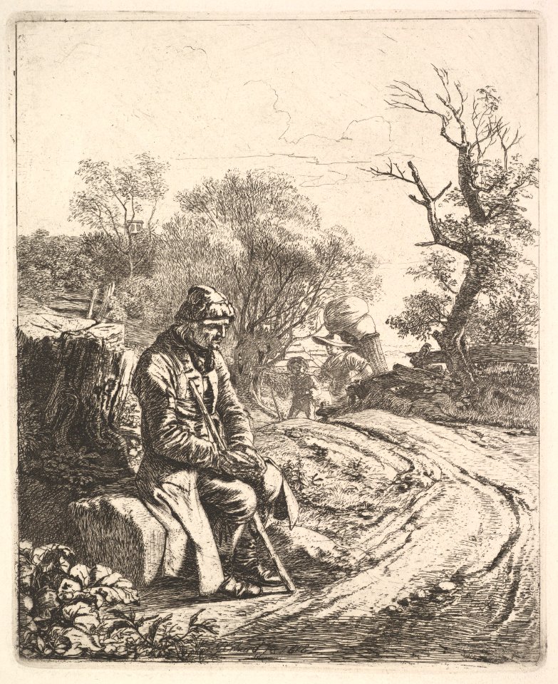 An Old Man Sitting on the Roadside MET DP824237