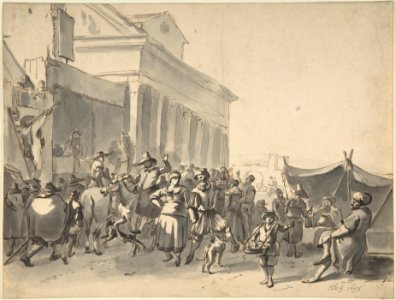 An Italian City with a Crowd Watching Actors in an Outdoor Theater MET DP801041