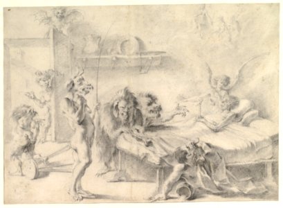 An Old Man on His Deathbed Tempted by Demons (recto); Back View of a Male Nude (verso) MET DP820501