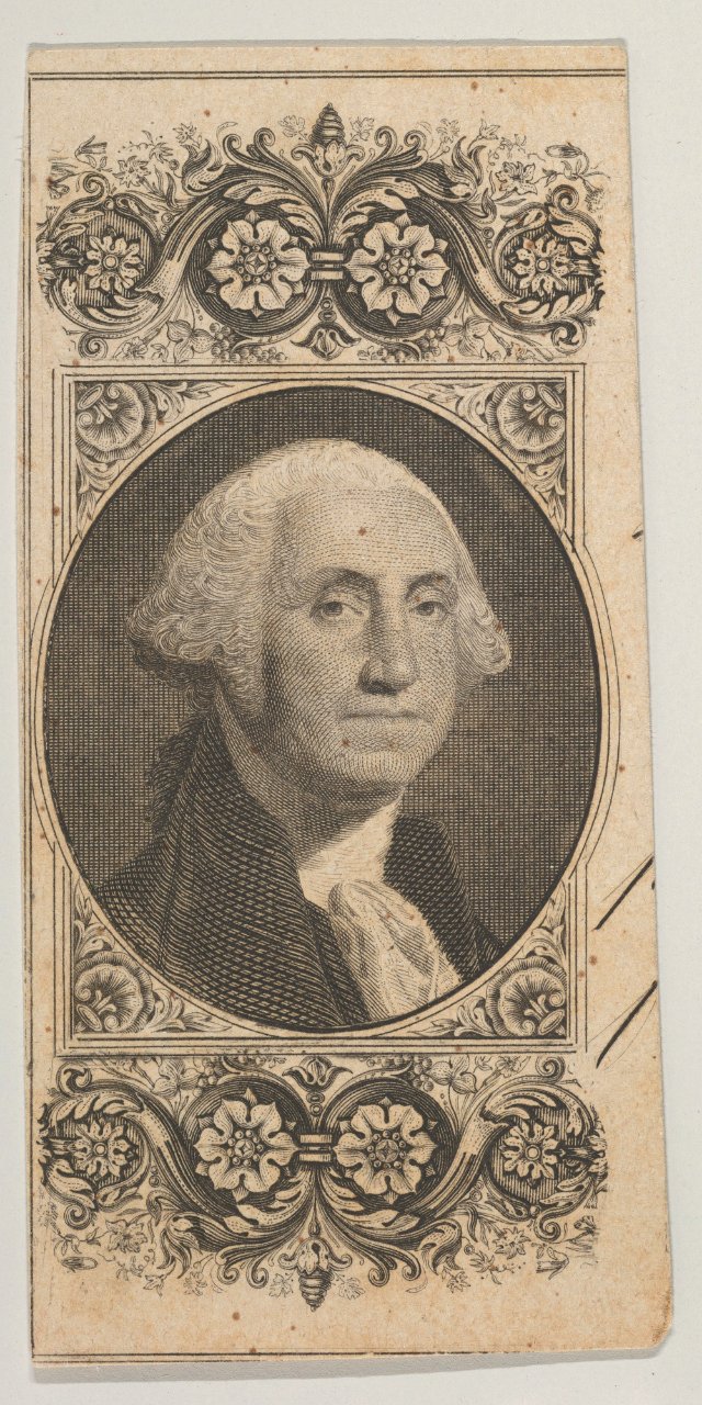 Banknote motif- Portrait on George Washington in a decorative panel MET DP837946