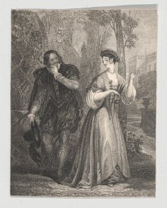 Beatrice and Benedick (Shakespeare, Much Ado About Nothing, Act 2, Scene 3) MET DP870119
