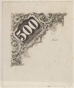 Banknote motif- number 500 in an ornamental frame MET DP837939
