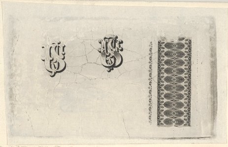 Banknote motifs- band of lathe work ornament and two monograms using the letters U.S. MET DP837976