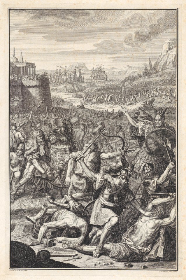 Battle scene with a man about to be stabbed with a sword at lower right Met DP887944