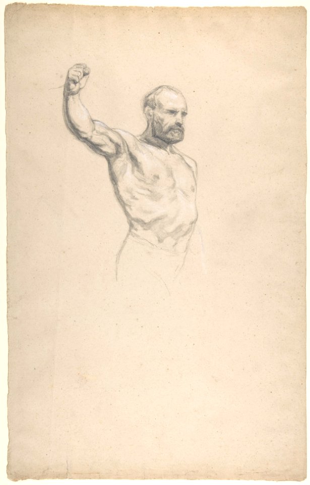 Bearded, bare-chested male figure, study for "The Horse Fair" MET DP809536