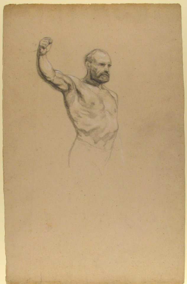 Bearded, bare-chested male figure, study for "The Horse Fair" MET 1996.319