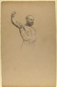 Bearded, bare-chested male figure, study for "The Horse Fair" MET 1996.319