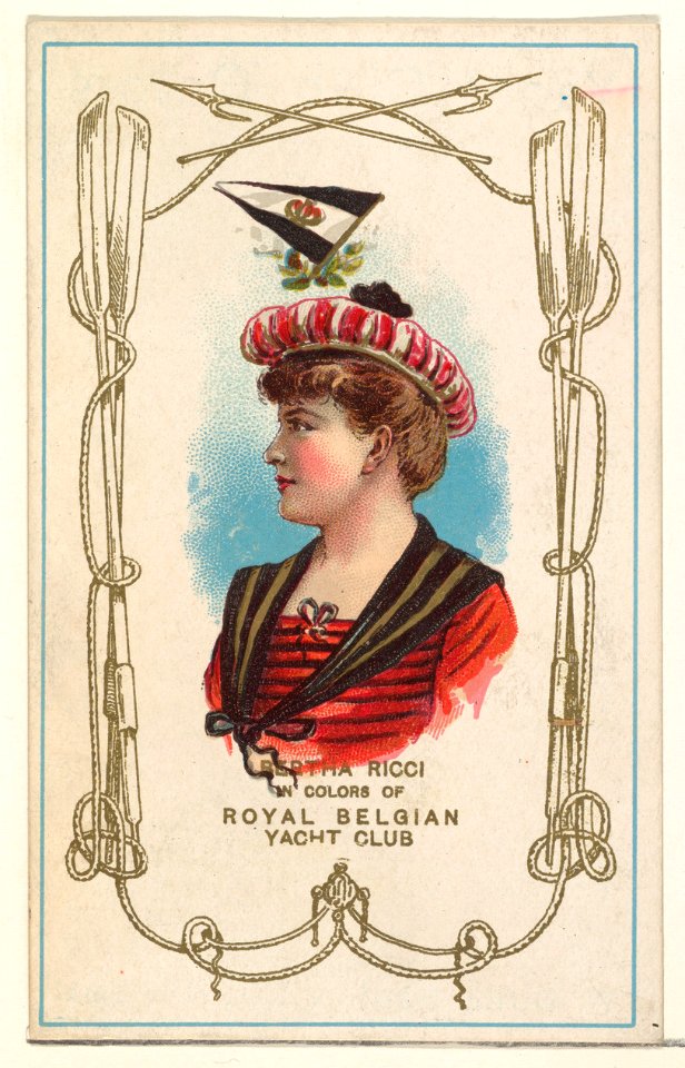 Bertha Ricci in Colors of Royal Belgian Yacht Club, from the Yacht Colors of the World series (N140) issued by Duke Sons & Co. to promote Honest Long Cut Tobacco MET DP865752