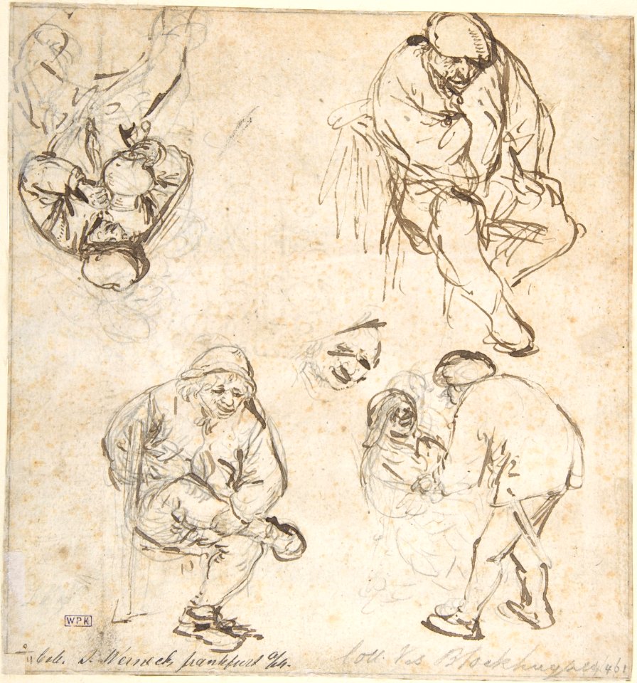 Barn Interior with Peasants and CowsVerso- Six Studies of Peasants MET DP800549