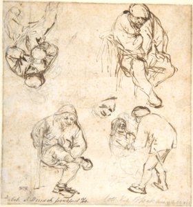 Barn Interior with Peasants and CowsVerso- Six Studies of Peasants MET DP800549